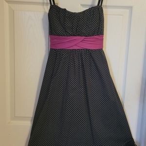 Black and white dress with fushia accent